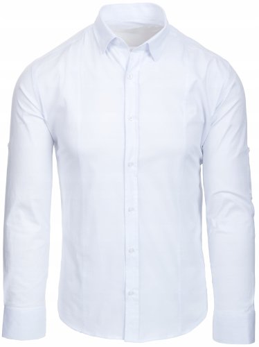 Biała koszula męska elegancka o kroju slim fit, ujęcie produktowe z przodu