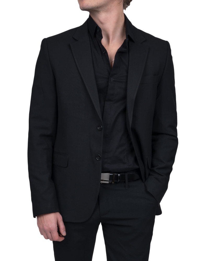 Marynarka męska czarna gładka slim fit – elegancka klasyka