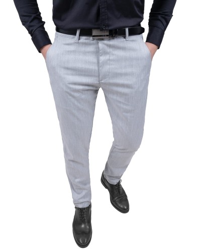 Spodnie męskie Slim Fit szare eleganckie – widok z przodu