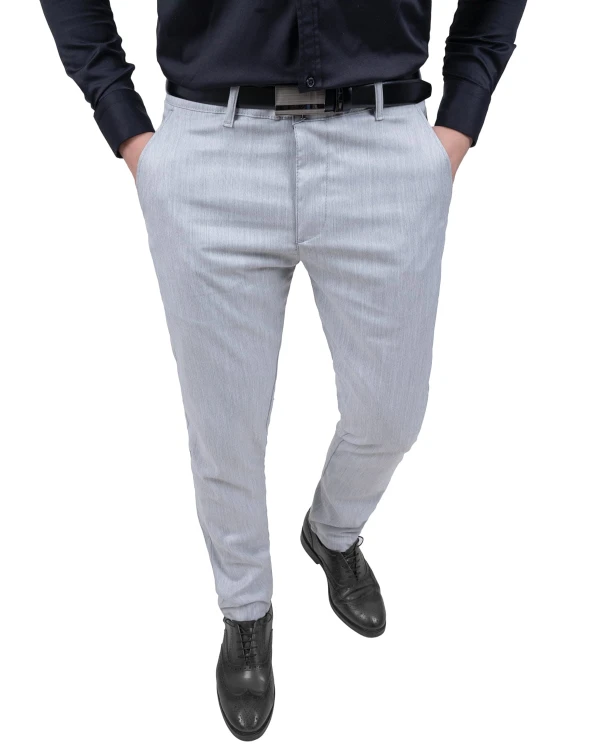 Spodnie męskie Slim Fit szare eleganckie – widok z przodu