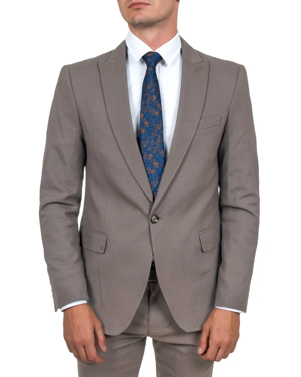 Marynarka męska beżowa Slim Fit gładka – przód