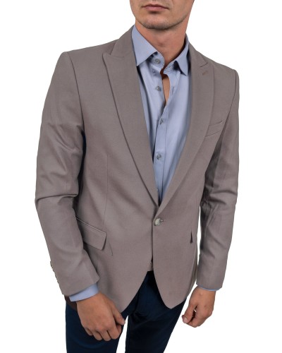Marynarka męska beżowa Slim Fit gładka – bok