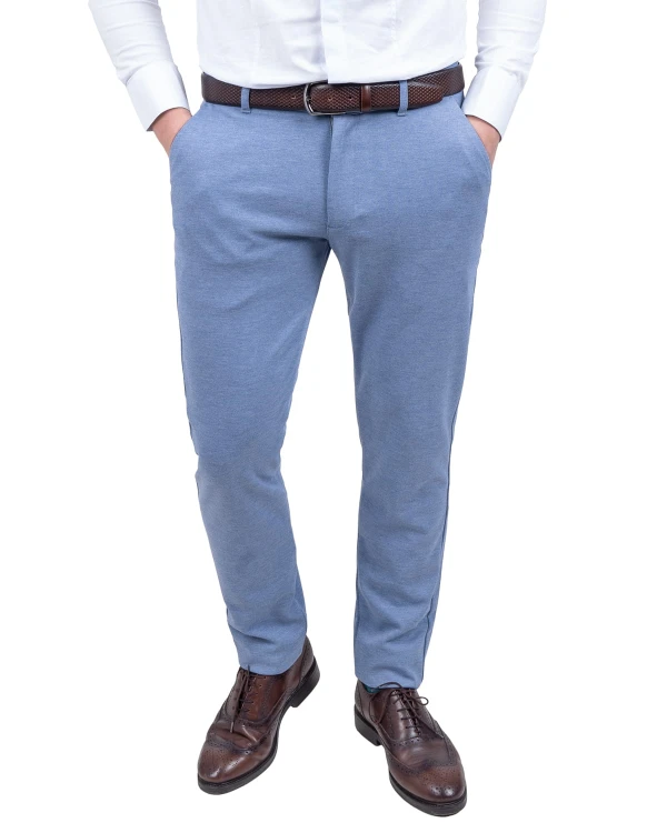 Spodnie męskie jasnoniebieskie Slim Fit z paskiem