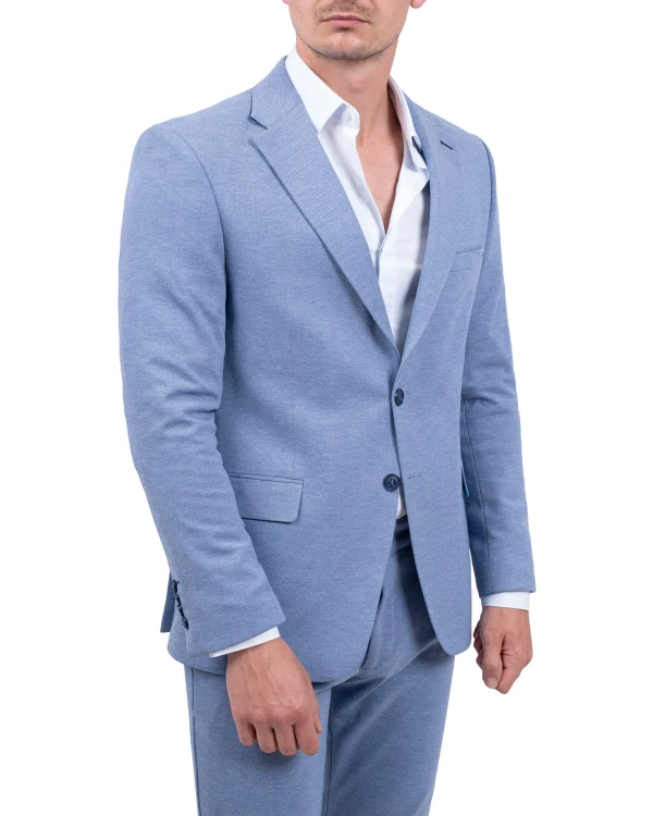 marynarka męska Slim Fit błękitna na modelu