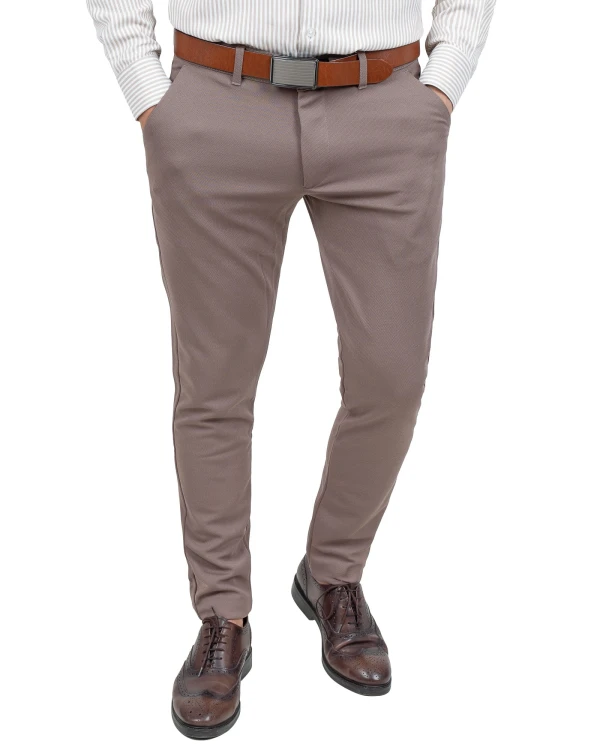 Spodnie męskie cappuccino Slim Fit – przód