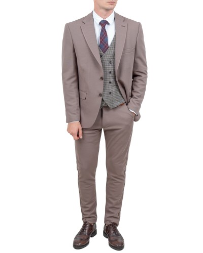 Garnitur męski cappuccino Slim Fit – pełna sylwetka