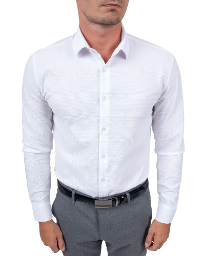 elegancka koszula męska biała slim fit z kołnierzem