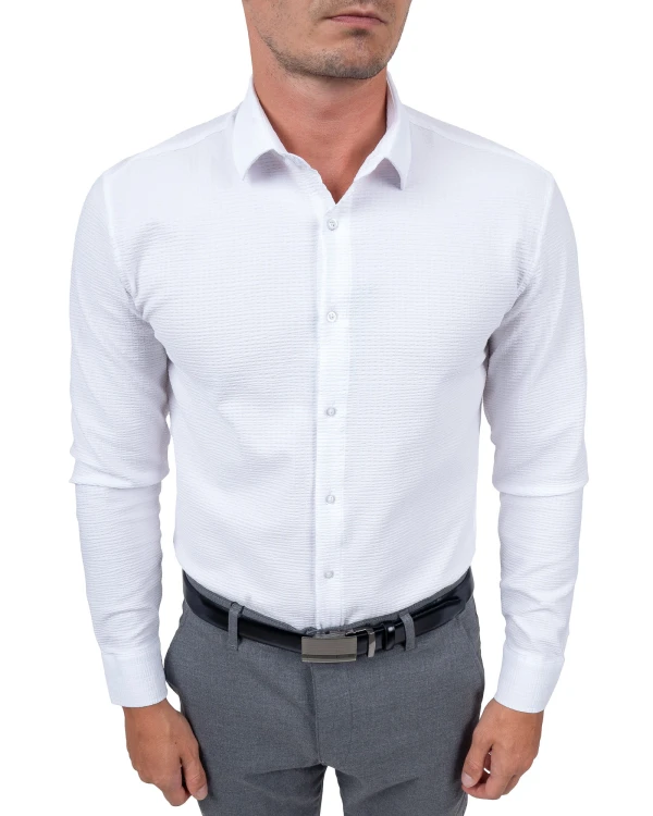 elegancka koszula męska biała slim fit z kołnierzem