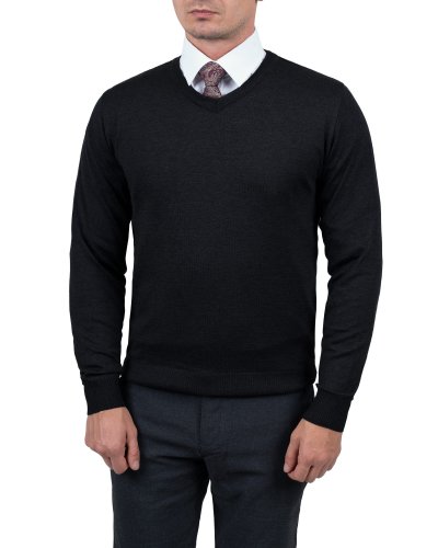 Czarny sweter w serek