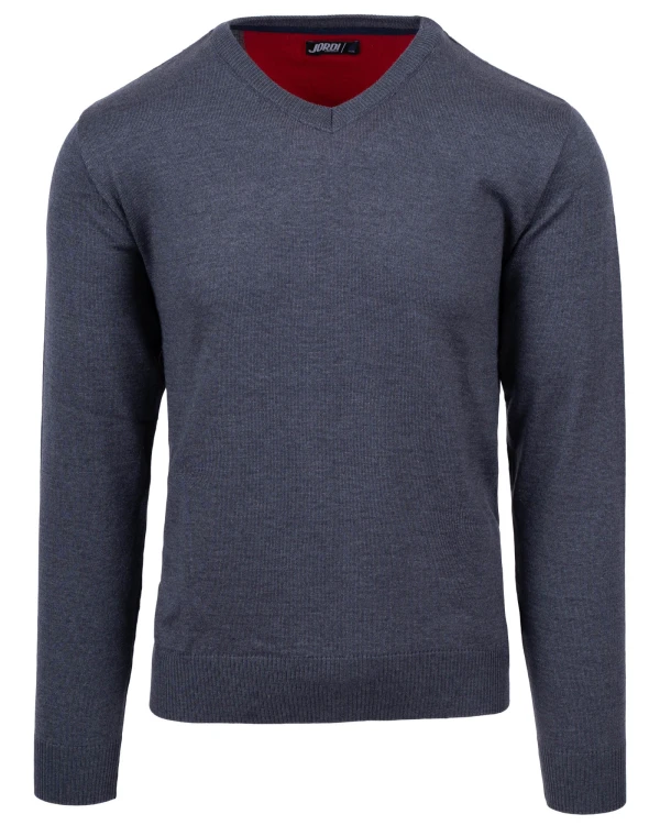 sweter męski grafitowy w serek