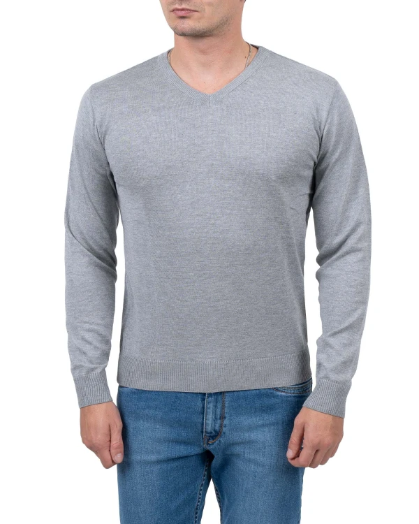 sweter męski szary w serek przód