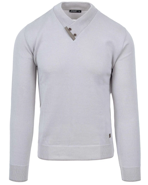 sweter męski beżowy w serek  - przód