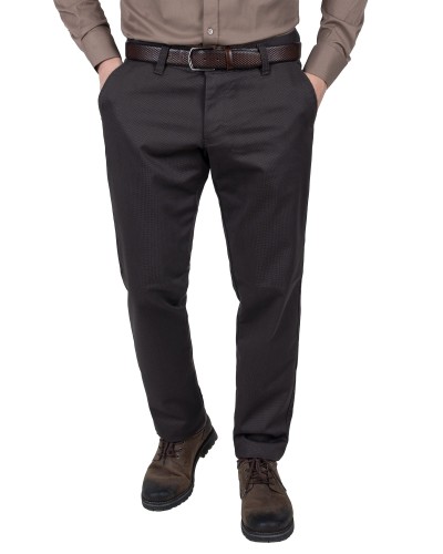 Spodnie materiałowe klasyczne brązowe mikrowzór