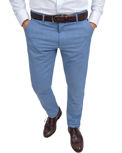 Spodnie męskie niebieskie eleganckie Slim Fit  
