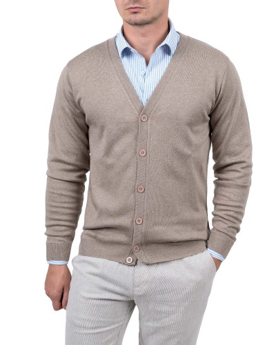 Kardigan Beż Sweter Rozpinany Guziki 