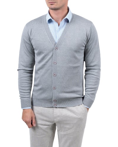 Kardigan Szary Sweter Rozpinany Guziki 