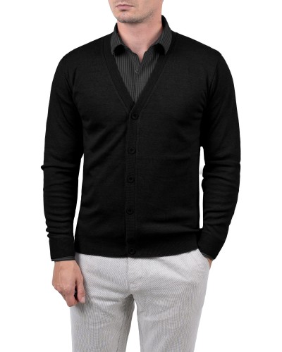 Kardigan CZARNY Sweter Rozpinany Guziki 