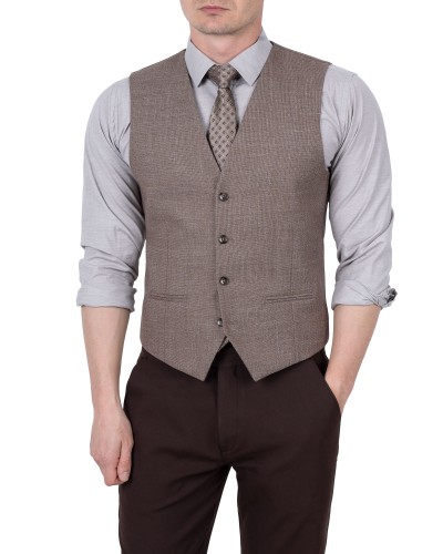 Kamizelka brązowa melanż męska na modelu elegancka
