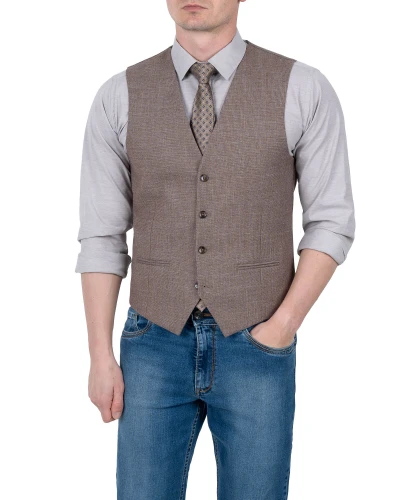 Elegancka Męska Kamizelka w Brązowym Melanżu