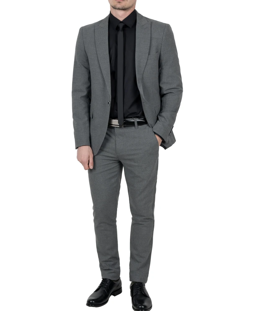 marynarka męska szara jako garnitur - z przodu