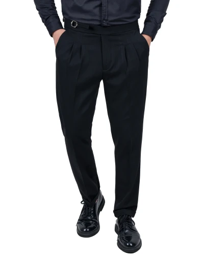 Czarne eleganckie spodnie z wysokim stanem męskie
