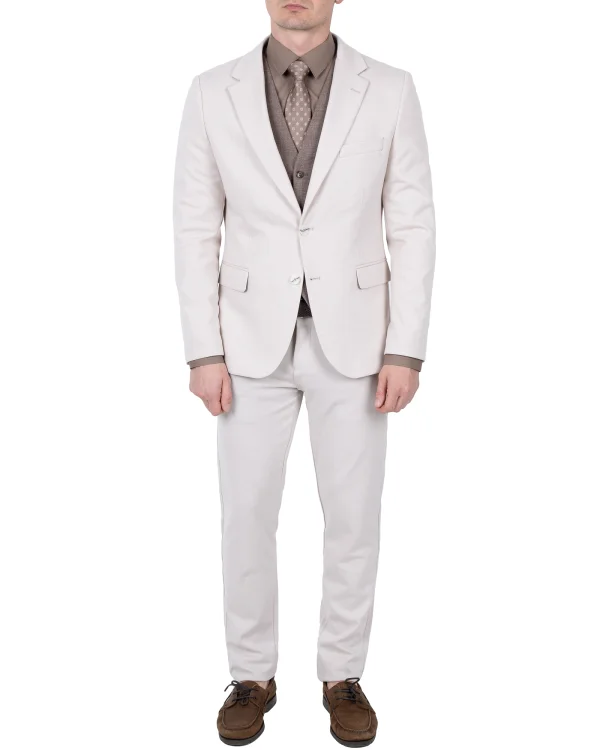 Jasny garnitur męski na lato sylwetka slim fit przód