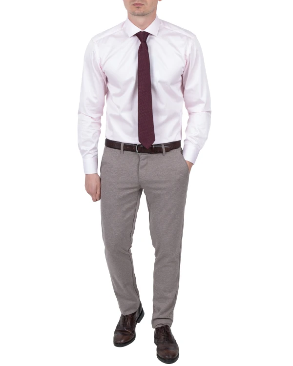 spodnie męskie szary beż melanż slim fit przód pełny z krawatem, Szafler