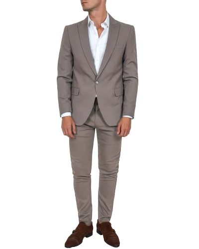 Garnitur męski Slim Fit beżowy gładki