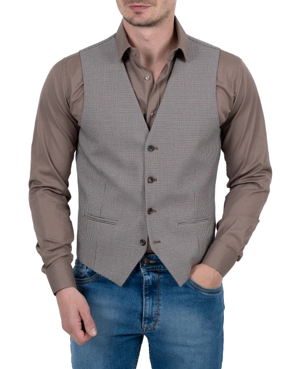 Kamizelka męska w pepitkę z jeansami - stylizacja smart casual, Szafler