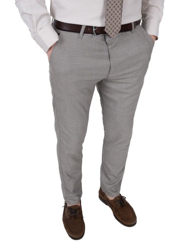 Spodnie męskie jasne szare bez kantów Slim Fit - cała sylwetka, Szafler