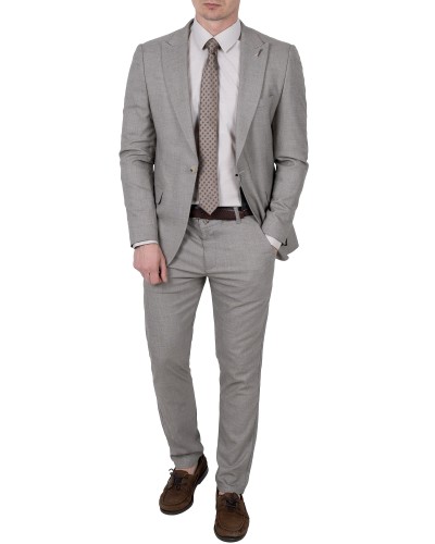 Jasnoszary garnitur męski slim fit - widok z przodu, Szafler