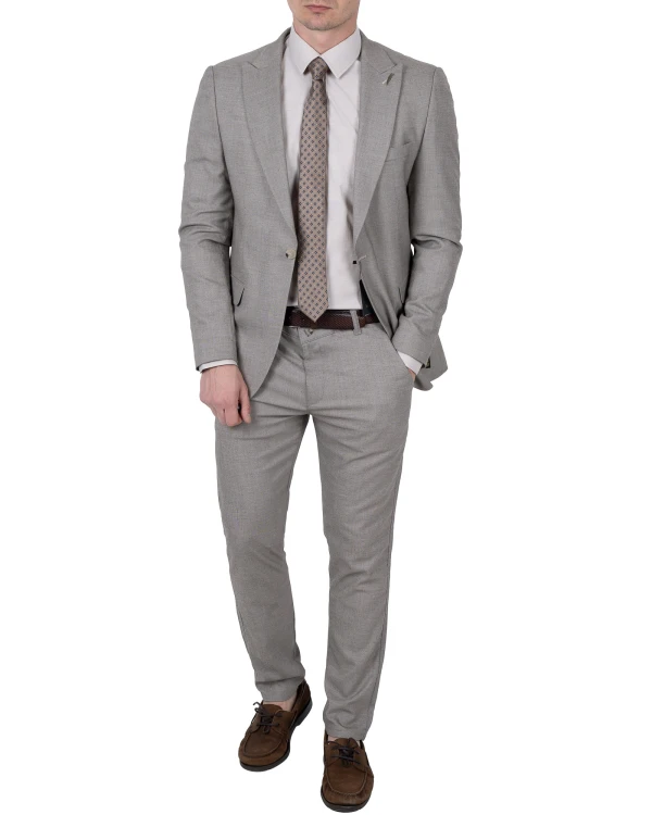 Jasnoszary garnitur męski slim fit - widok z przodu, Szafler