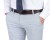 Szaroniebieskie spodnie męskie slim fit - bok z paskiem, detal, Szafler