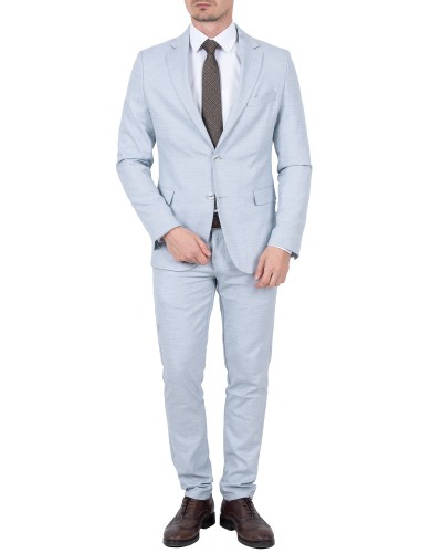 Garnitur męski szaroniebieski Slim Fit - cała sylwetka z przodu, Szafler