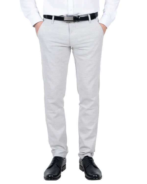 Spodnie męskie jasnoszare wizytowe Slim Fit - sylwetka z przodu, Szafler