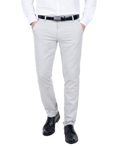 Jasnoszare spodnie męskie slim fit bez kantów - sylwetka z przodu, Szafler