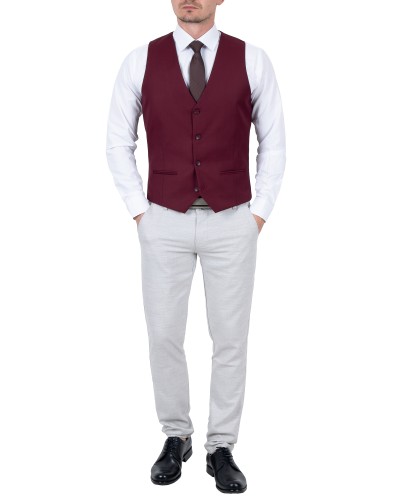 Spodnie męskie jasnoszare wizytowe Slim Fit z kamizelką - cała sylwetka z przodu, Szafler