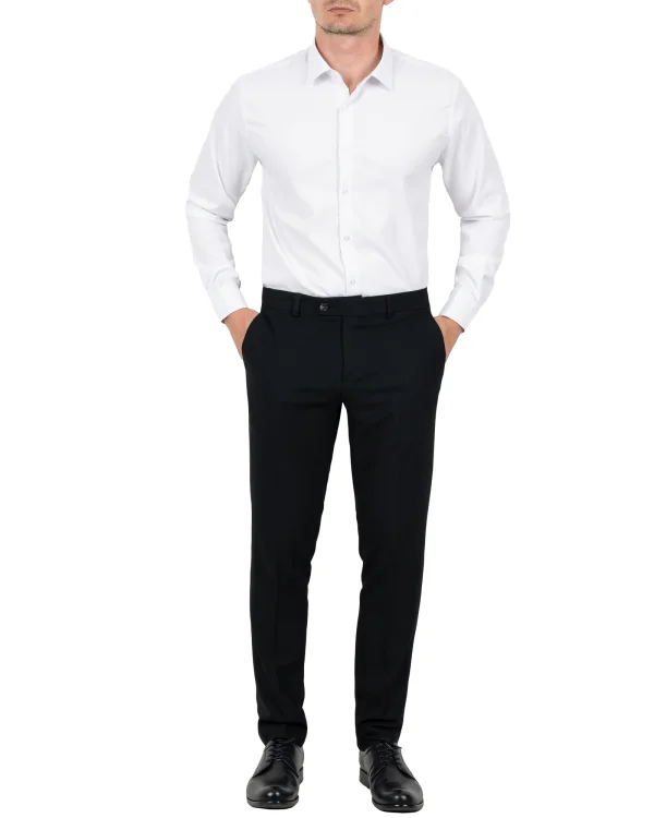 Spodnie męskie czarne slim fit w kant - ujęcie z przodu, Szafler