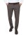 Spodnie męskie brązowe w kratę Slim Fit - cała długość z przodu, ręce w kieszeniach, Szafler