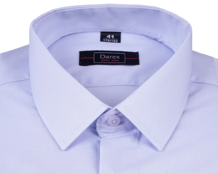 Kołnierzyk lawendowej koszuli męskiej DAREX slim line, rozmiar 41, detal, Szafler
