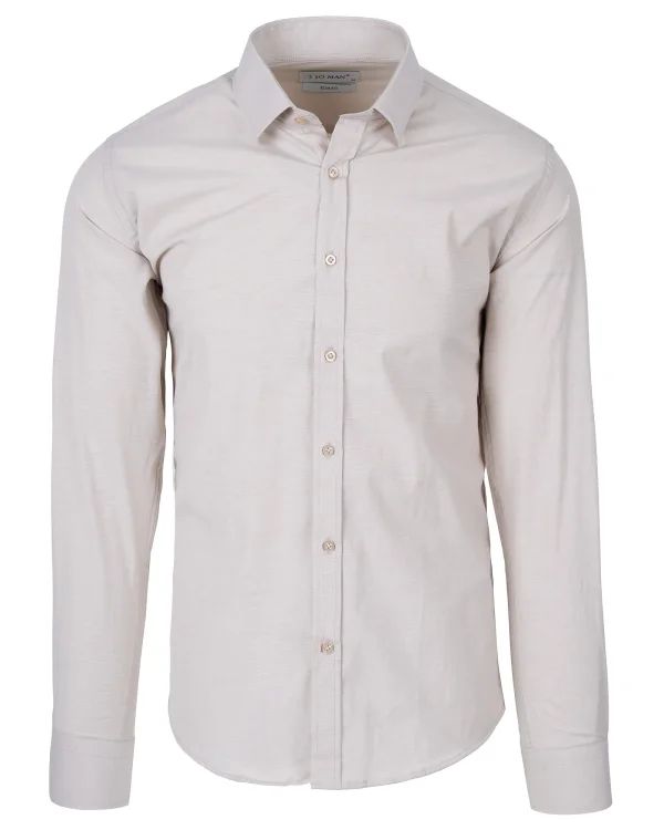 Koszula męska beżowa Slim Fit Ego Man - widok z przodu, Szafler