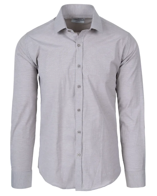 Koszula męska ciemnobeżowa Slim Fit Ego Man - widok z przodu, Szafler