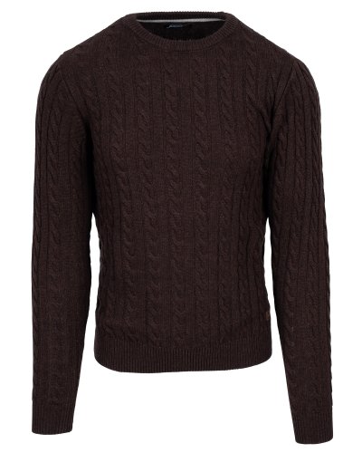 Sweter męski brązowy w warkocz Jordi - widok z przodu, Szafler