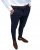Granatowe spodnie Slim Fit ze zwężaną nogawką - ujęcie w kroku z ukosa, Szafler