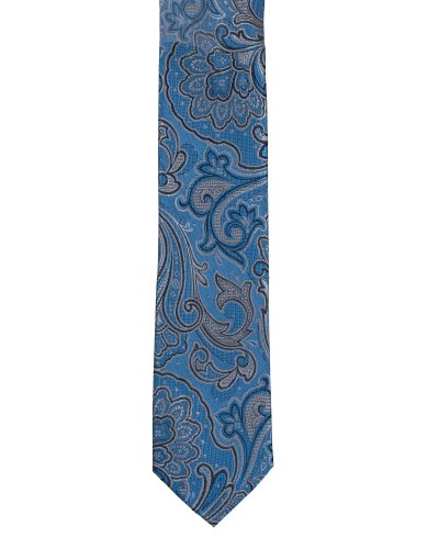 Niebieski krawat męski we wzór paisley 6 cm - cały krawat