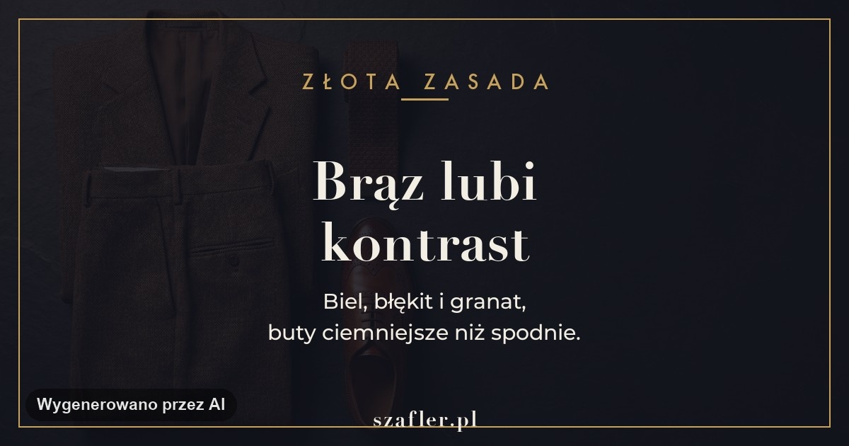 Zasada doboru - brąz lubi kontrast z bielą, błękitem i granatem