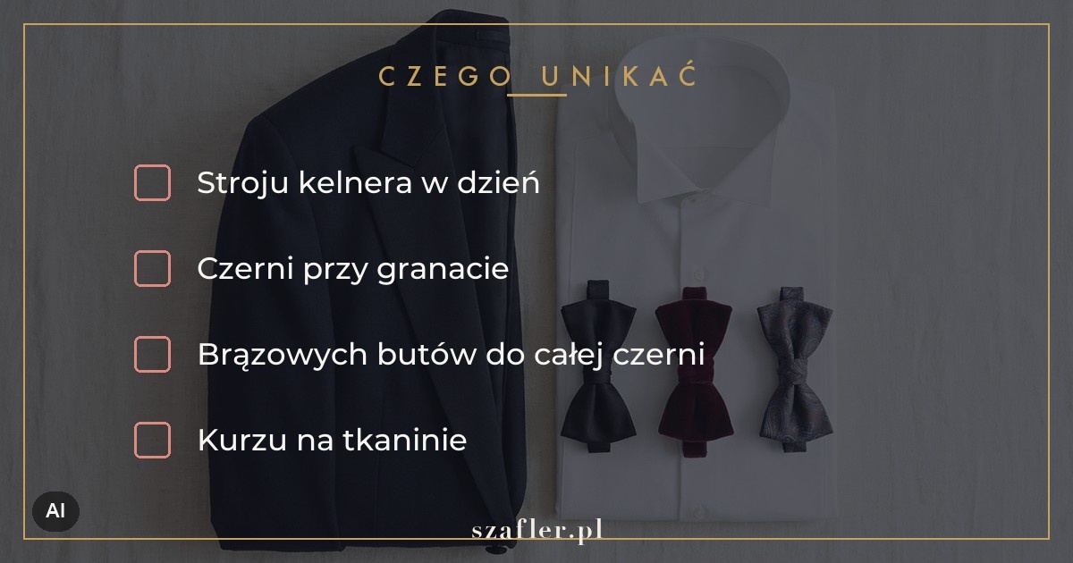 Czego unikać przy czarnej marynarce - strój kelnera w dzień i czerń przy granacie