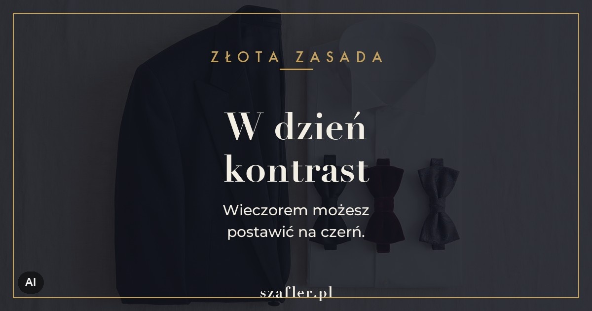Zasada noszenia czarnej marynarki - w dzień kontrast, wieczorem czerń