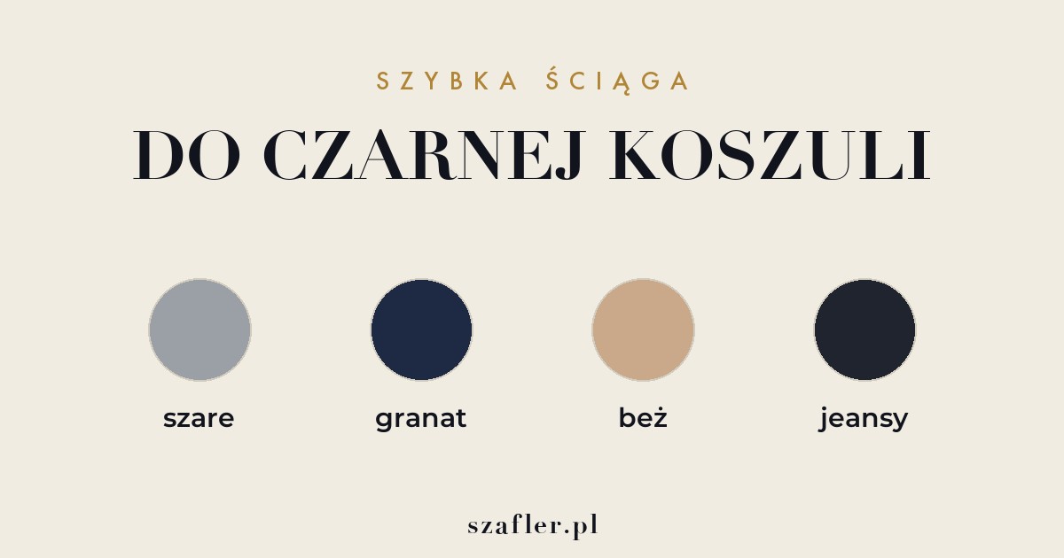 Jakie spodnie do czarnej koszuli - szarość, granat, beż, krata