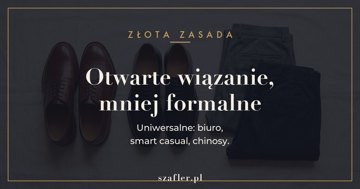 Zasada derby - otwarte wiązanie, uniwersalne do biura i smart casual